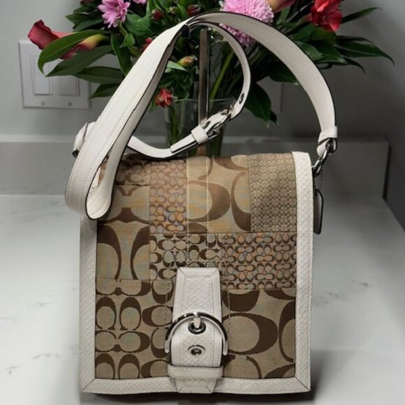 Coach Signature Jacquard Patchwork with Leather & Snake Trim - Picture 3 of 15